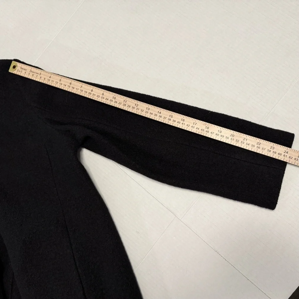 J. Crew Daphne Italian Boiled Wool Coat Women’s Size 12 Black Double Breasted - Picture 12 of 12